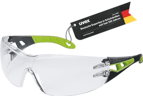 Uvex pheos, gafas de seguridad con tecnología supravision excellence, sin metal/sin vaho/resistente a arañazos, unisex, talla única, transparentes/negro-verde