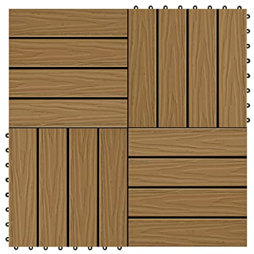 vidaXL 11x Terrassenfliesen WPC 30x30cm 1qm Teakfarbe Fliese Holzfliesen