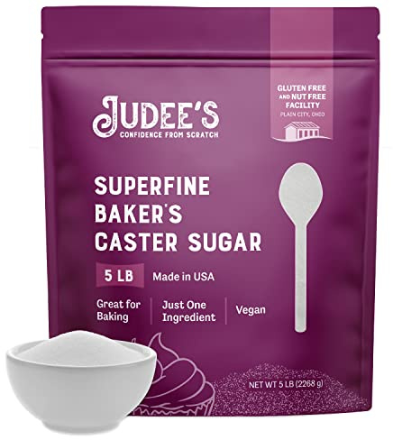 Judee's Gluten Free Superfine Caster Sugar - Ideal Caster Sugar for Baking Delicate Desserts - Gluten-Free Resealable Pouch - 80 oz, Pack of 1