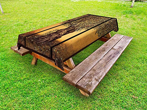 ABAKUHAUS Bunt Outdoor-Tischdecke, Griechenland Olivenbäume, dekorative waschbare Picknick-Tischdecke, 145 x 210 cm, Mehrfarbig