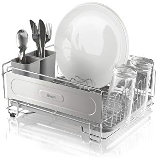 Swan SWKA5050N Dish Rack, Rust Resistant Dish Drainer with Anti Slip Feet and Drip Tray, Chrome