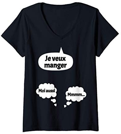 Femme Future Maman Annoncer La Grossesse Enceinte Fête Du Bébé T-Shirt avec Col en V