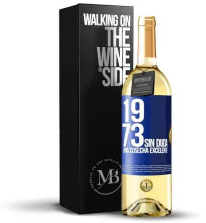 «1973. Sin duda, una cosecha excelente» Mensaje en una Botella. Vino Blanco Premium Verdejo Joven + Gift Box. Etiqueta Azul PERSONALIZABLE