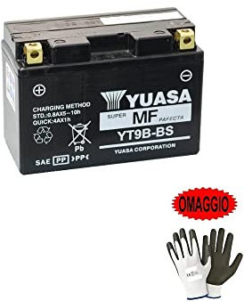 Compatible avec Yamaha YP Majesty ABS (SH054) 400 2007-2008 Batterie YUASA YT9B-BS (FOURNIE SCELLÉE) Batteries 12V / 8AH pour Moto Scooter SPÉCIFICATION 150X70X105MM