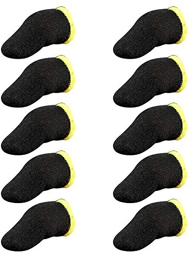 Mobile Game Finger Sleeves, Pack of 10 Finger Sleeves for Gaming, Antisweat Thumb Sleeves for Mobile Gaming, Breathable Pro Gaming Finger Gloves, Weightless Magnetic Touch Screen Finger Sleeves Black