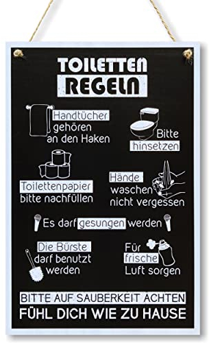CARISPIBET Toiletten Regeln Wohnkultur Dekoschild Hausdeko Wandkunst Hängeornamente dekoratives Plaketten 30 x 20 cm