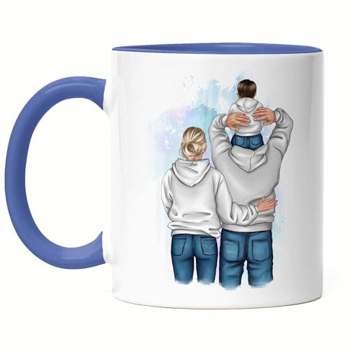 Kiddle-Design Père Mère Enfant Tasse Bleue Cadeau Fête des Pères Personnalisé Papa Maman Bébé Fils Fille Cadeau Fête des Mères Fête des Pères Anniversaire