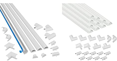D-Line Mini Cable Trunking 4-Meter Pack, Half Round Cable Cover, Paintable & White Mini Trunking Kit, 4-Meter Self-Adhesive Wire Hider, Cable Management to Hide Wires on Wall, Cable Tidy