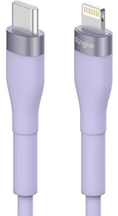 Ringke Fast Charging Pastel Cable [1.2M / 20W], USB Type C to Lightning Rapid Charger Compatible with iPhone 15 14 13 12 11 XS XR X Mini 8 7 6S 6 Plus SE iPad, AirPods, etc. - Purple