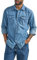 Wrangler Men's Iconic Denim Regular Fit Snap Shirt Button, Lake Wash, Large