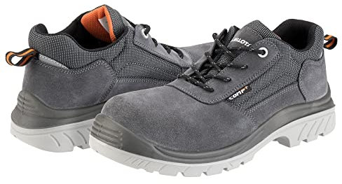 Bellota 72310GJS1P44 - Zapato de Seguridad Comp+ Gris S1P de Hombre y Mujer (Talla 44) de Piel Serraje Transpirable, Acolchada y con Zonas Reforzadas Antiabrasión