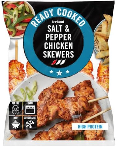 Iceland Ready Cooked Salt and Pepper Chicken Skewers 340g (Frozen)