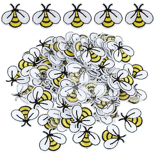 Bremorou Bienen Deko, 60 Stück Aufnäher Zum Aufbügeln, Bestickte Süße Applikationen, Dekoration Mit Bienen Für Hosen, Jeans, Hemden, Kleidung, Handarbeiten DIY