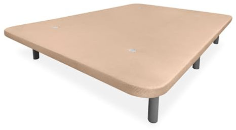 Somnia Descanso - Base Tapizada 3D Extra Reforzada, Gran Estabilidad, con Barras de Refuerzo y 6 Patas metálicas roscadas de 25cm, 135x190, Beige
