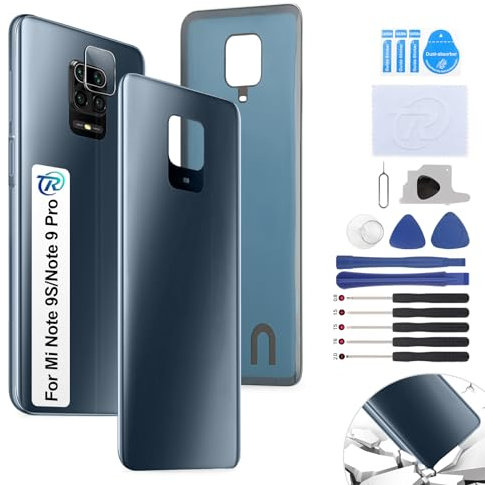 RongZy Battery Cover for Xiaomi Redmi Note 9s Battery Pull Back Cover for Redmi Note 9 Pro Battery Cover for 6.67 Inch M2003J6A1G M2003J6B2G with Repair Kits (Interstellar Grey with Frame)