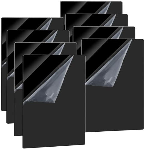 8 Pièces Plaque Acrylique Noir, A4 Feuille 297 x 210 x 2 mm, Plastique Acrylique avec Film Protecteur pour DIY Cadres Photo Peintures Crafts