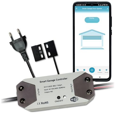 LED ATOMANT Controlador Inteligente Wi-Fi de Puertas de Garaje, Control Remoto por App Smart Life, Compatible con Alexa y Google Home
