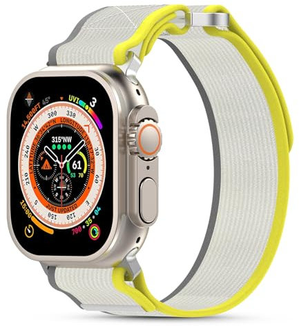 CHANRASI Correa Compatible con Correas Apple Watch Ultra 2/ Ultra 49mm 45mm 44mm 42mm, Pulsera de Repuesto Deportiva de Nailon Ajustable para iWatch SE Series 9 8 7 6 5 4 3 2 1,(Gelb/Beige)