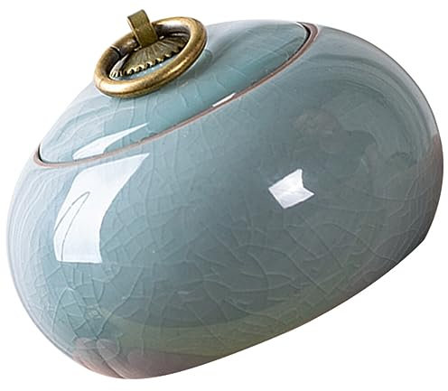 Luxshiny Ceramic Tea Canister Airtight Lid Vintage Kitchen Storage Jar for Tea Coffee and Snacks Retro Design for Home Organization and Gifting