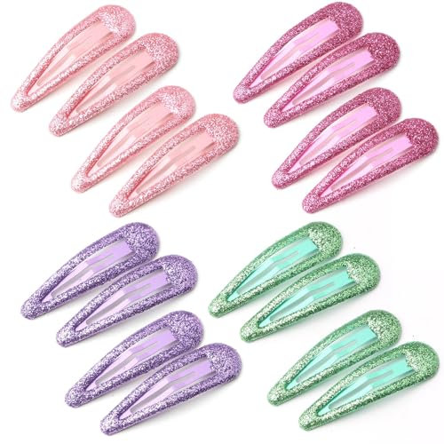 EUZUXU 16 Pezzi Glitter Clip a Scatto per Capelli, Fermagli per Capelli in Metallo Colorati Glitter Paillettes Fermacapelli Barrettes Accessori per Styling de Capelli, per Donna Bambina