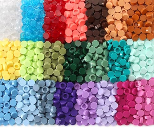 2200 Stücke Fliese Rund 1 x 1 Baustein Mehrfarbig Round Tiles für Pixelkunst Glatte Ziegelsteine für Flache Oberfläche, Kompatibel mit 98138