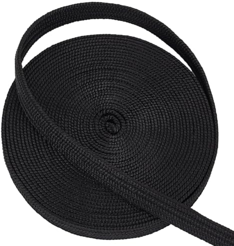 OLYCRAFT 5 m Schwarze Ito Sageo-Wickelschnur, 12 mm Breit, Schwertgriffschnur Aus Seiden-Baumwoll-Gemisch, Tsukamaki Sageo-Wickelschnur Für Japanische Samurai-Schwerter, Griffseil