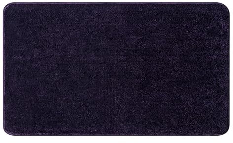 MIULEE 1 x Rectangular Bath Mat for Shower Non-Slip Soft Comfortable Tabis Absorbent Soft Microfibre Toilet Bath Mat 70 x 120 cm Dark Purple
