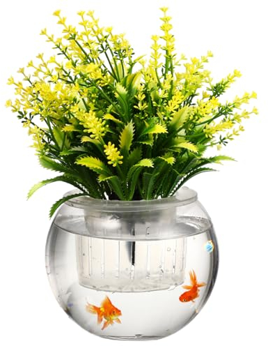 Milisten Lot de 2 pots de fleurs de terrarium en verre à arrosage automatique – Panier hydroponique pour orchidées et fleurs – Pot d'intérieur avec bol à pain naturel et couvercle – Grand vase