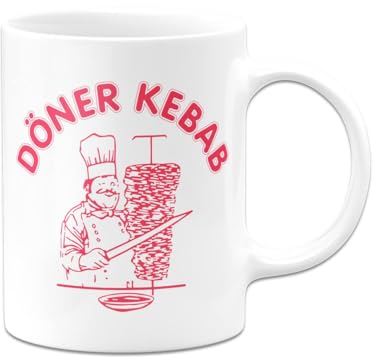 Tassenbrennerei Tasse - Döner Kebab - Kaffeetasse lustig mit Spruch - Witziger Becher als Scherzartikel für Döner-Fans - Geschenk für Freund, Freundin (Weiß)