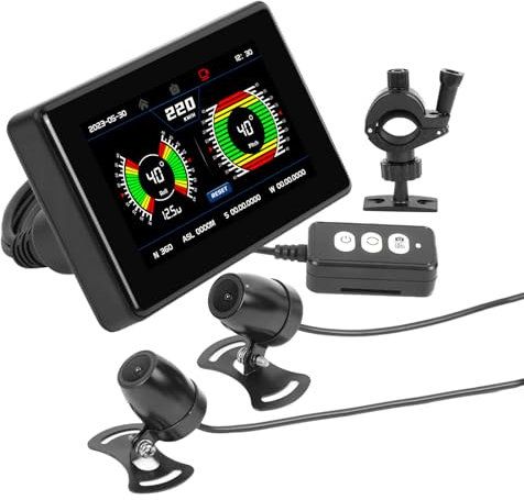 Motorcycle Full Waterproof Dash Cam, Motorcycle Camera with Front and Rear FHD 1080P with Wired Remote 3'' Full Fit Screen Waterproof 32GB Card Loop Recording GPS Mode