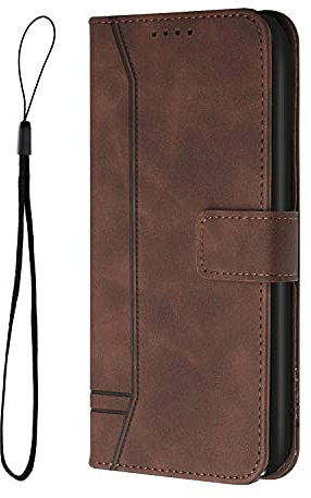 SNCLET Wallet Cover für ZTE Axon 30 5G Handyhülle Tasche PU Leder Klappbar Herz-Muster Brieftasche Case mit Kartenfächer Standfunktion Magnet Stoßfest Hülle für ZTE Axon 30 5G,Braun