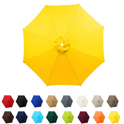 Garden Parasol Canopy Cover, 2m 2.30m 2.7m 3.0m Market Table Umbrella Canopy, patio umbrella replacement canopy,for Patio Market Table Umbrella Garden Parasol Canopy Cover(Yellow,8ribs:2.7m/8.8ft)