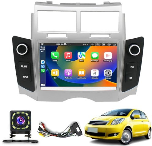 GQQSXZNTD Android 10 Stereo Auto Radio per Toyota Yaris 2008-2011, Sistema Navigazione Automatico a Touch Screen da 7 Pollici Supporto Navigazione CarPlay/GPS/WiFi/BT/FM(Size:4 Core 1+16 G)