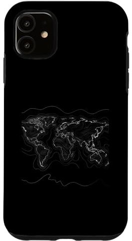 Hülle für iPhone 11 Weltkarte Kontur