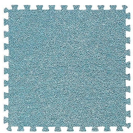 XAoSCd 24 X 24 Zoll Ineinander Greifende Teppichfliesen, 0,23 Zoll Dick, Schaumstoff-Bodenmatte, Waschbar, Einfache Selbstverlegung, 10/12/16 Stück (Blau, 12 Stück)