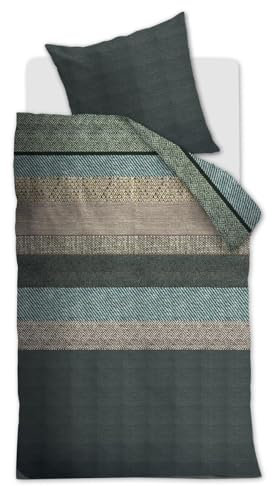 Beddinghouse Enzo bettwäsche-Set 2 TLG. - 135x200 - Grün - Flanell - mit Reißverschluss