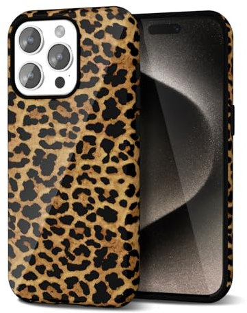 Svanove Cheetah Print Phone Case for iPhone 15 Pro Max Case Girly Trendy Leopard Pattern, Retro Cool Animal Print, Luxury Cute Case for Women, Aesthetic Y2k Hard Shell Plastic, Brown Fall