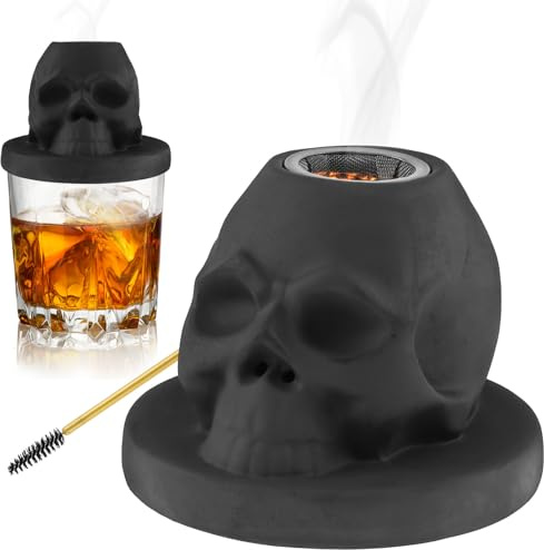Kit de ahumador de cóctel de cerámica con calavera, whisky, vino, bebida, bourbon, ahumador antiguo, regalos únicos para hombres/padre/esposo/amigo