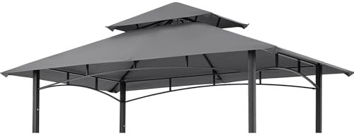 ABCCANOPY Grill Gazebo Canopy Replacement - 5x8 Double Tiered BBQ Canopy Top Cover for #L-GG001PST-F, Outdoor Grill Tent Roof (Gray)