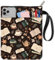 CRASPIRE Housse de Protection pour Livre avec Fermeture Éclair et Pochette Supplémentaire Rectangulaire Vintage Tasse à Café Livre Ouvert Fleur Tissu Lavable Pochette de Protection pour Livre de Poche