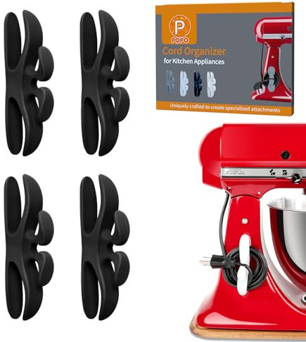 4 Pack Kabelorganisation für Küchengeräte, Aufkleber für Küchengeräte, Standmixer, Kaffeemaschine (Schwarz)