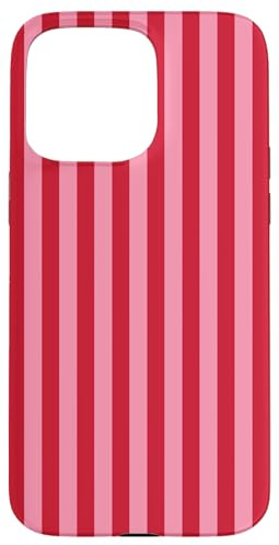 Niedliche rosa und rot gestreifte ästhetische vertikale Linien Hülle für iPhone 15 Pro Max
