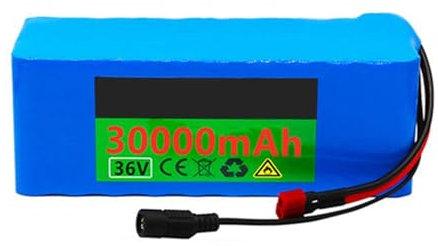 36V Elettrico Batteria Agli Ioni Di Litio Ricaricabile Batterie Per Bicicletta Per Monopattino 30AH 10S3P Con 42V 2A Caricabatterie Per Motore 100W 300W 500W 600W 36v30ah,XT90
