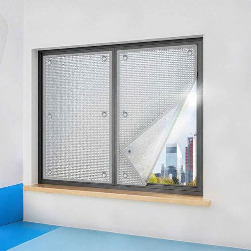 Window Heat Blocking Film Window Tint For Glass Windows 8mm Aluminum Foil Window Films With Metal Holes And Suckers For Window Privacy Conservatory Roof Sun Room(Gray,40x120 cm)