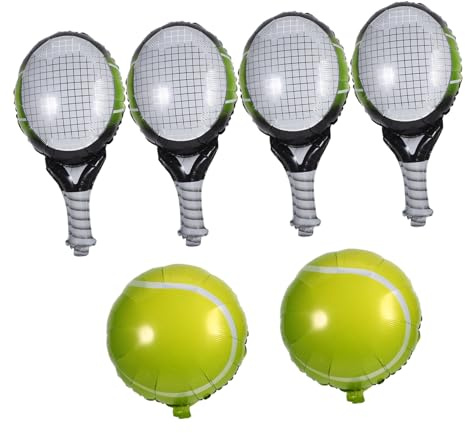 TOYANDONA Tennis Folienballon Satz mit 6 Aufblasbaren Ballons aus Aluminiumfolie Inklusive Ball und Schläger Vielseitige Geburtstags und Partydekoration