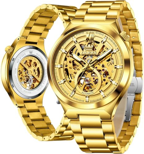 OLEVS Herrenuhren Edelstahlarmband Quarz Uhr Männer mit Römischen Zahlen Mondphase Wasserdicht Leuchtende Klassische Elegantes Armbanduhr Geschenk Sale Marken