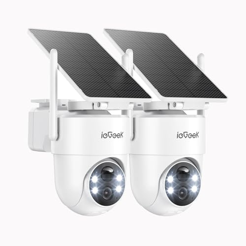 ieGeek 2K/3MP Überwachungskamera Aussen Solar: Kamera mit Akku, 2.4GHz WLAN | 360° PTZ Kamera Überwachung Aussen, Einfache Installation, PIR Bewegungsmelder, Farb-Nachtsicht, 2-Wege-Audio, IP65, S5