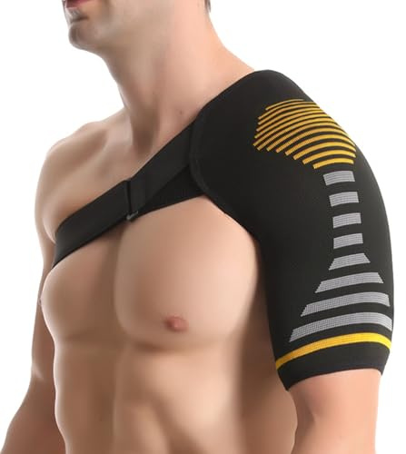 Jorun Shoulder Support Brace for Men & Women Adjustable,Yellow (S/M) | Shoulder Compression Sleeve for Relieve Pain,Joint Dislocation,Injury