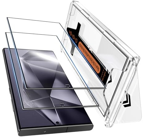 ZhuoFan Protector Pantalla Para Samsung Galaxy S24 Ultra Cristal Templado,Eliminación Automática Polvo Dureza 10H Sin Burbujas Resistente a Arañazos HD Instalación Fácil Vidrio Película,2 Piezas