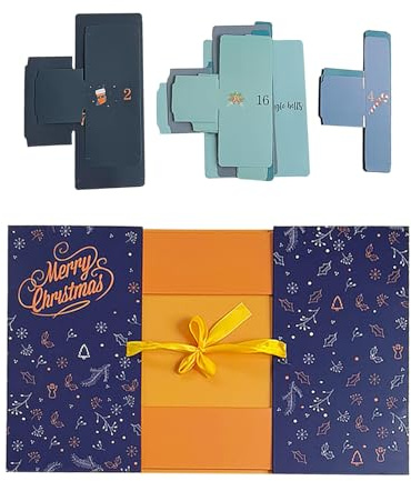 Fierudeng Leere Adventskalender Boxen,24-Tage Multifunktionelles Weihnachtsornament,Erstelle Deine Eigenen Countdown Boxen | Für Kleine Spielzeuge Lippenstift Fondant Nugat Schmuck Männer Frauen